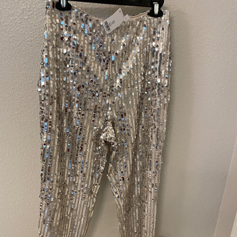 ASOS Silver Sequin Cropped Pants